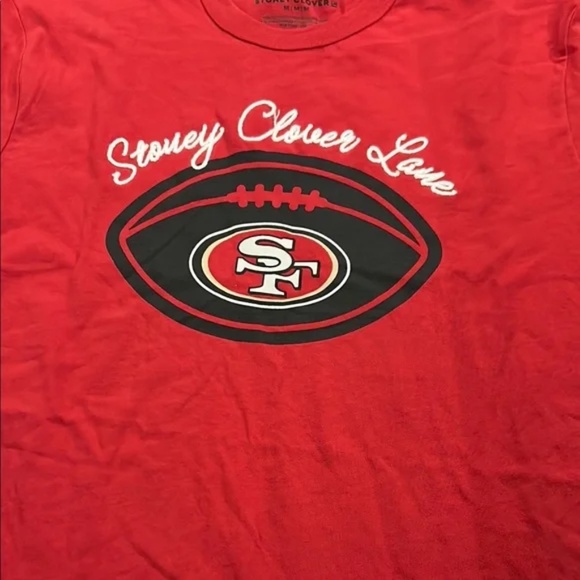 Red 49ers Graphic T-Shirt 47 brand Stoney Clover size large - Picture 2 of 4